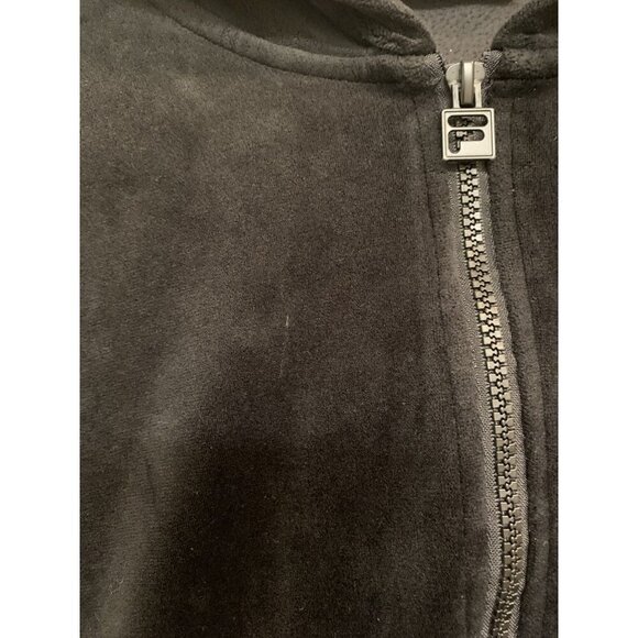 FILA Black Velour Quarter Zip Medium Velvet Hoodie - Picture 4 of 9